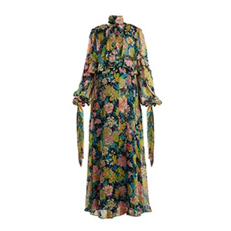 Floral-Print Silk-Chiffon Dress