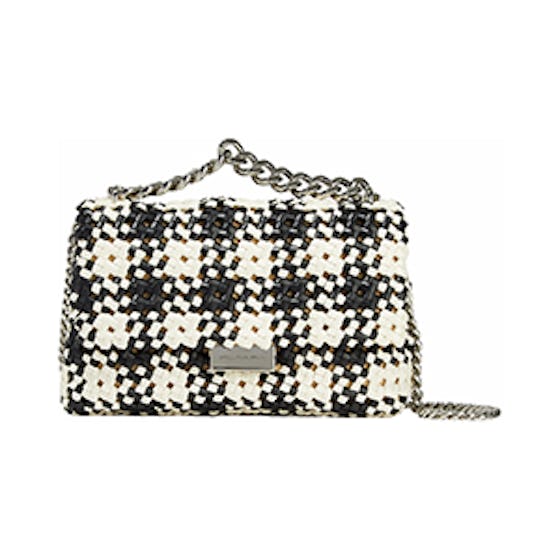 Two-Tone Woven Faux-Leather Shoulder Bag