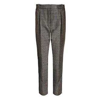 High-Rise Checked Cropped Trousers