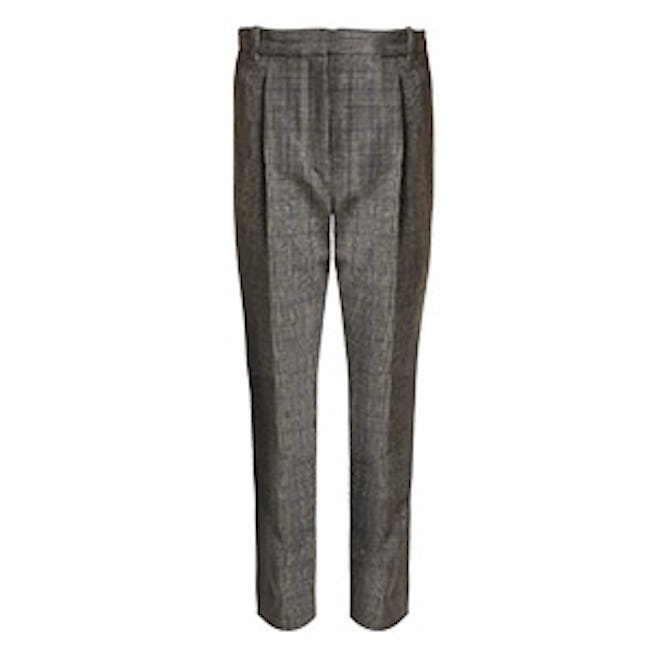 High-Rise Checked Cropped Trousers