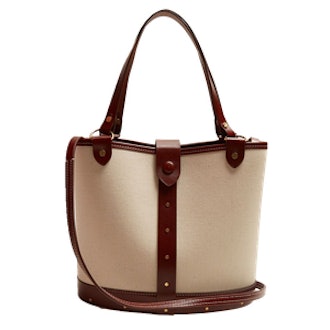 Bucket Leather-Trimmed Canvas Bag