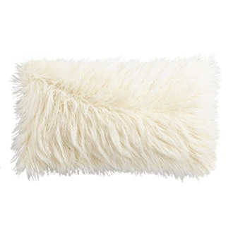 Oversized Ivory Mongolian Faux Fur Lumbar Pillow