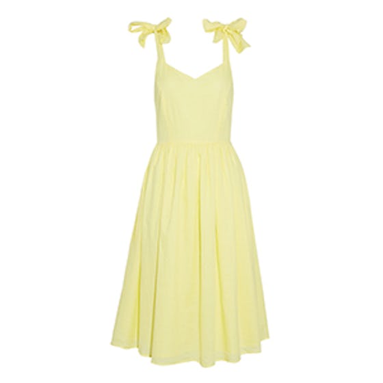 Renny Bow-Detailed Pleated Cotton-Voile Dress