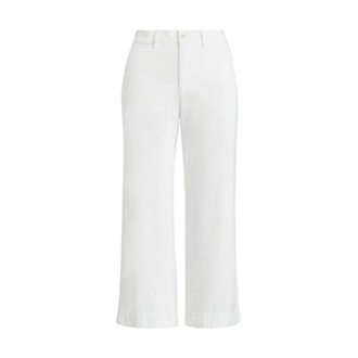 Cropped Twill Wide-Leg Pant
