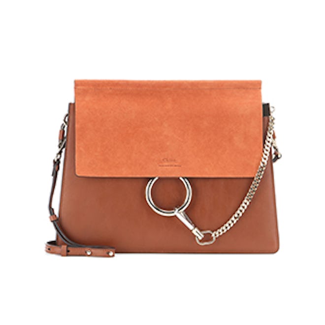 Faye Leather And Suede Shoulder Bag