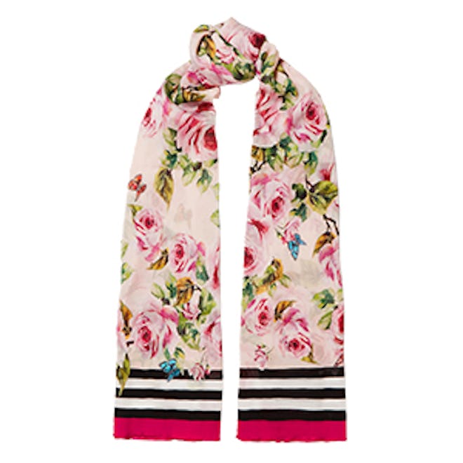 Floral-Print Silk-Chiffon Scarf