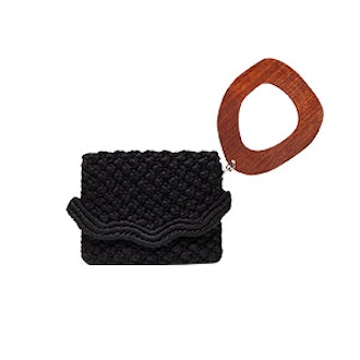 Macrame Clutch With Wooden Handle