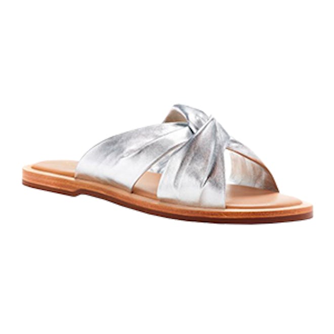 Hampton Knotted Metallic Leather Slides