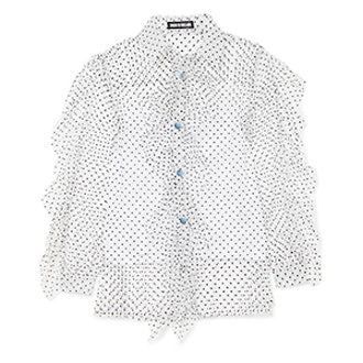 Ruffled Swiss-Dot Tulle Shirt