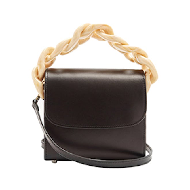 Oversized Curb-Chain Leather Shoulder Bag