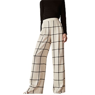 Checked Wool Trousers With With Darts Details