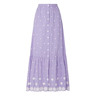 Miguelina Aiden embroidered cotton-voile maxi skirt