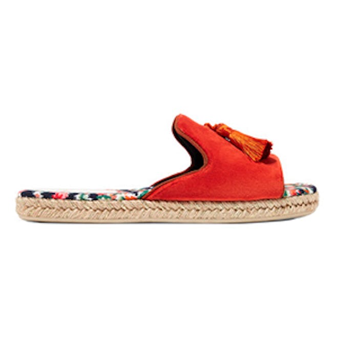 Pacha Tasseled Velvet Espadrille Slides