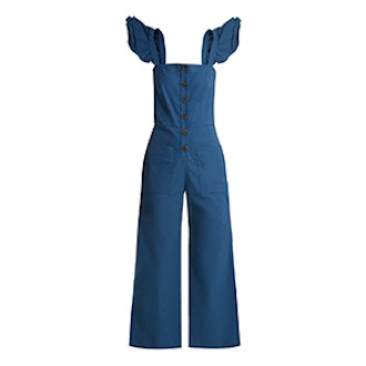 Callie Ruffle-Trimmed Button-Through Jumpsuit