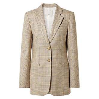 Cooper Oversized Prince of Wales Checked Wool And Silk-Blend Blazer