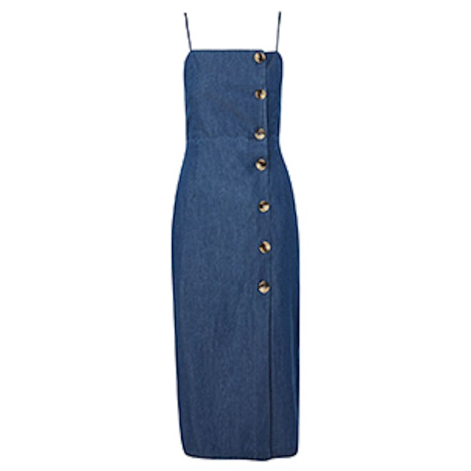 Moto Horn Button Midi Dress