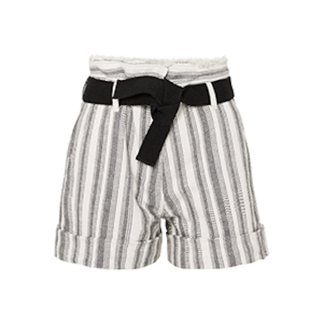 Ezed Belted Striped Cotton-Canvas Shorts