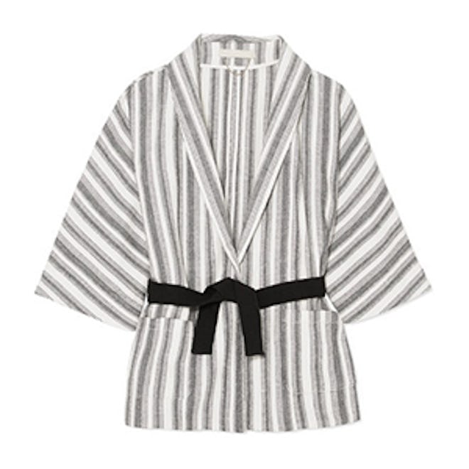 Iles Belted Striped Cotton-Canvas Jacket
