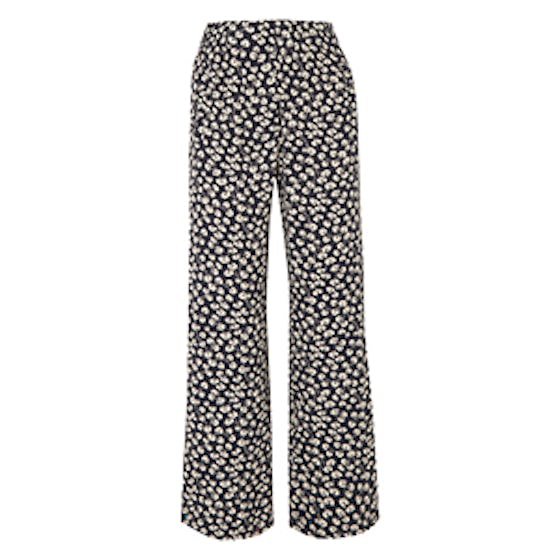 Roseburg Printed Crepe De Chine Straight-Leg Pants