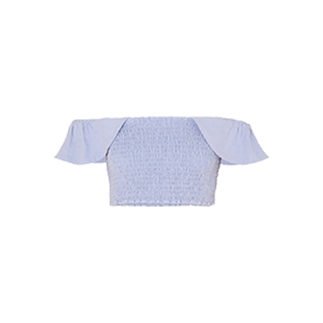 Lamu Off-The-Shoulder Shirred Cotton-Canvas Top
