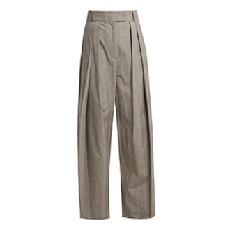 Glen Plaid-Checked Wide-Leg Trousers