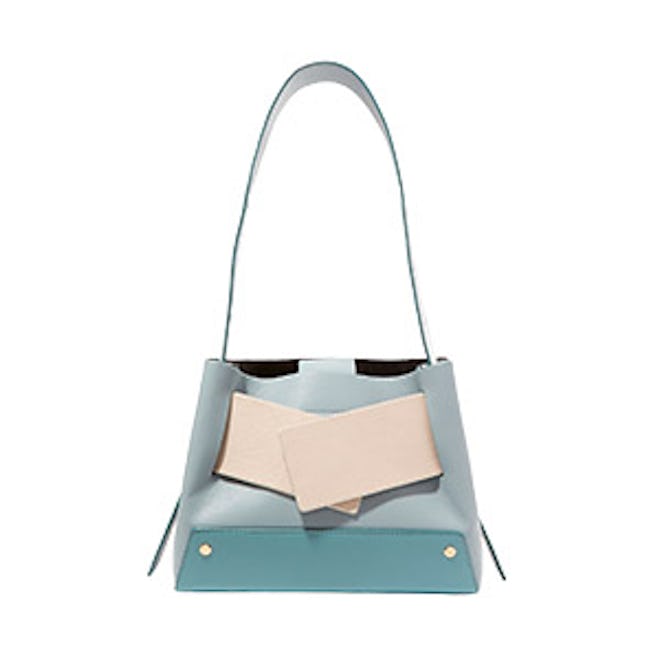 Biggy Color-Block Textured-Leather Tote