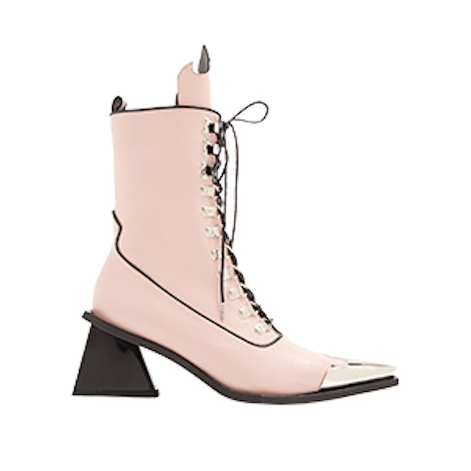 Point-Toe Lace-Up ‘MA’ Leather Ankle Boots