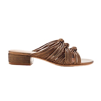 Wren Knotted Metallic Leather Slides