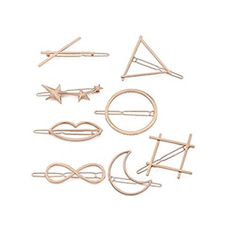 Adecco Minimalist Dainty Rose Gold Hollow Geometric Metal Hairpin Hair Clip Clamps