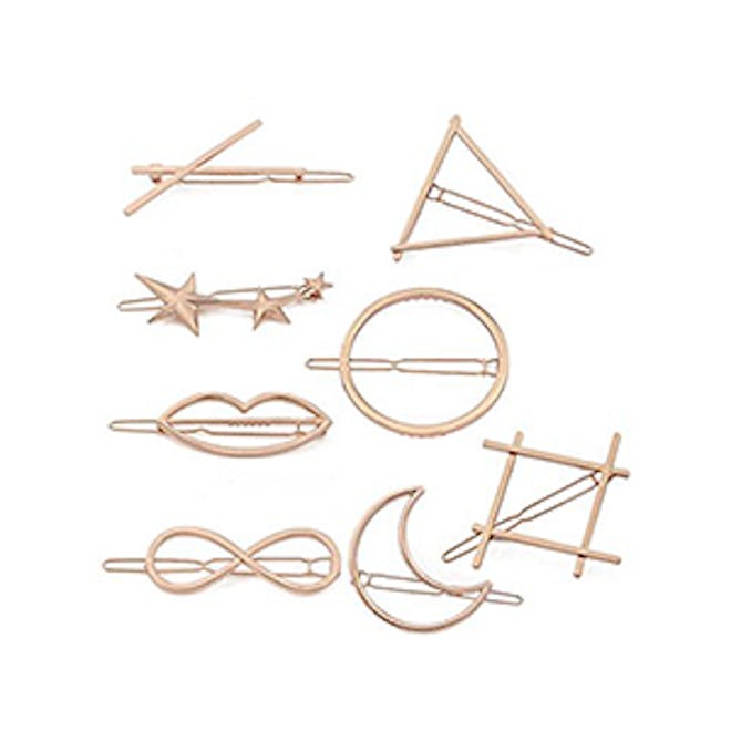 Adecco Minimalist Dainty Rose Gold Hollow Geometric Metal Hairpin Hair Clip Clamps