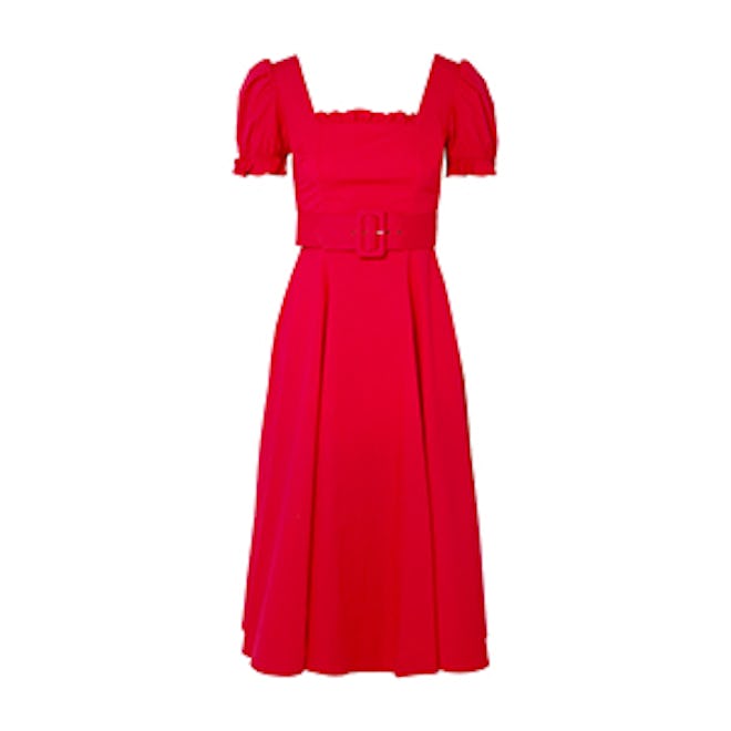 Maryann Ruffled Cotton-Blend Poplin Midi Dress