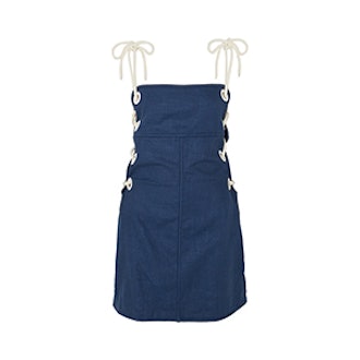 Raft Lace-Up Linen-Blend Mini Dress
