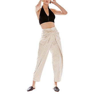 High-Rise Wrap Front Striped Pant