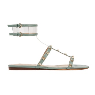 Moonwalk PVC-Trimmed Studded Metallic Leather Sandals