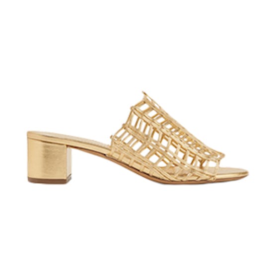 Woven Metallic Leather Mules