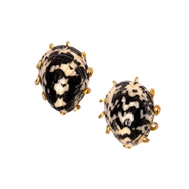 Kenneth Jay Lane Black And White Natural Shell Earrings