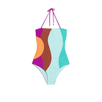 Colour Wave Halter Swimsuit