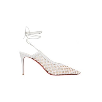 Christian Louboutin x Roland Mouret Cage And Curry Mesh And Woven Leather Pumps