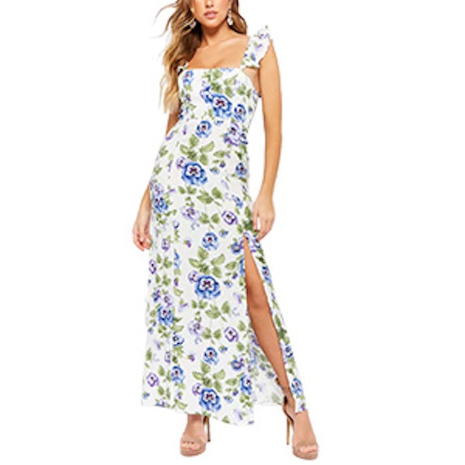 Floral Ruffle-Strap Maxi Dress
