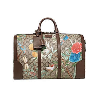 Leather-Trimmed Printed Coated-Canvas Weekend Bag