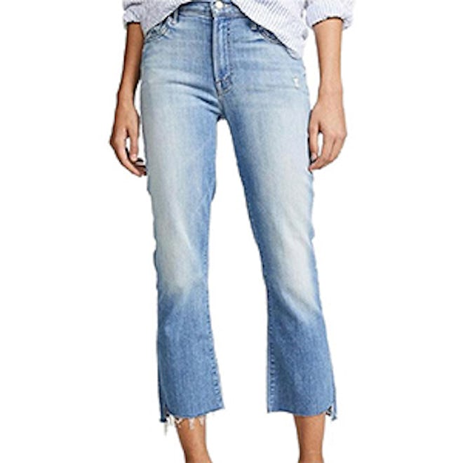 Medium Wash Two Step Fray Cropped Jeans