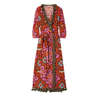 Lena Tasseled Printed Cotton-Voile Maxi Dress