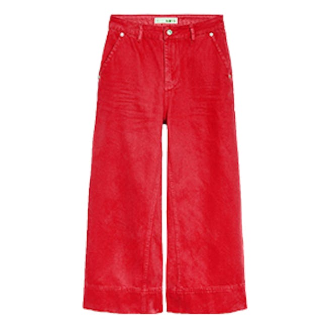 Moto Red Cropped Wide Leg Jeans
