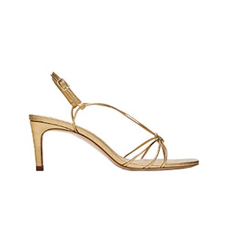 Gold Leather High-Heel Sandals