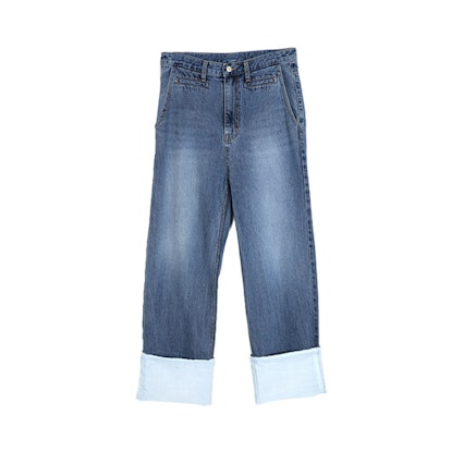 Roll Up Wide Denim Pants