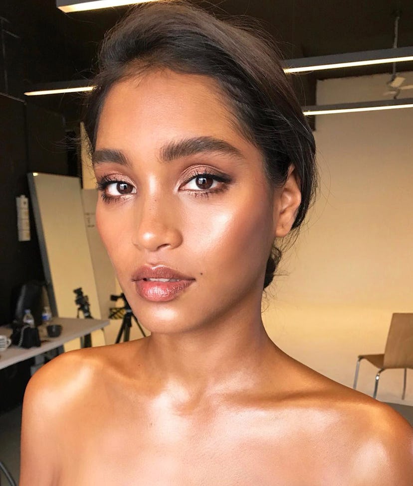 Closeup of a model with perfect eyebrows