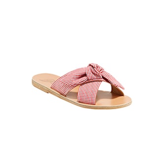 Ancient Greek Sandals Gingham Fabric Knotted Sandals