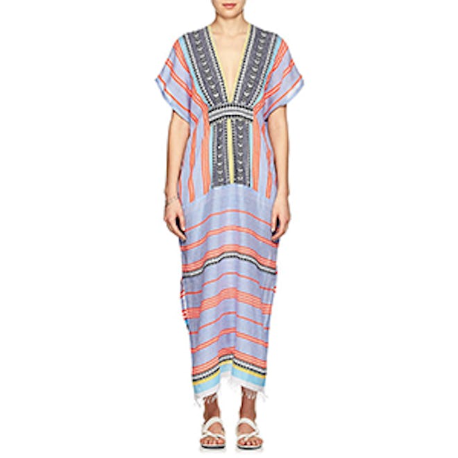 Folkloric & Striped Cotton-Blend Cover-Up Dress
