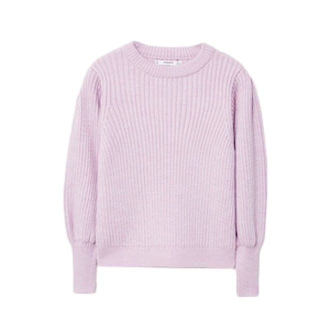 Puffed Sleeves Ribbed Jumper