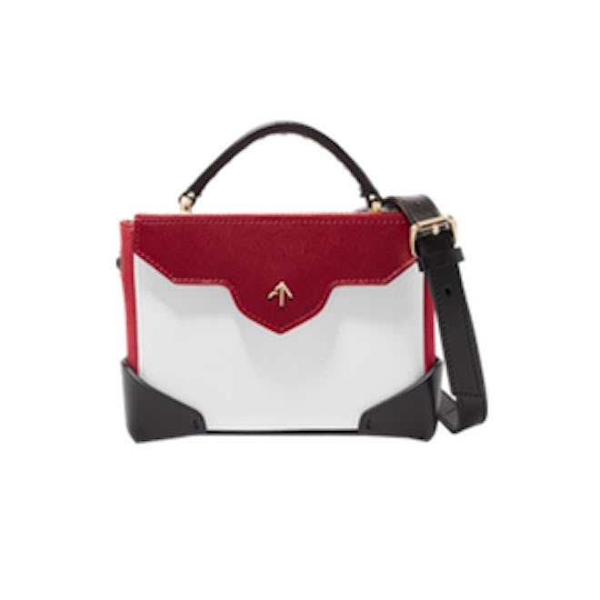 Manu Atelier Bold Color-Block Leather and Suede Shoulder Bag